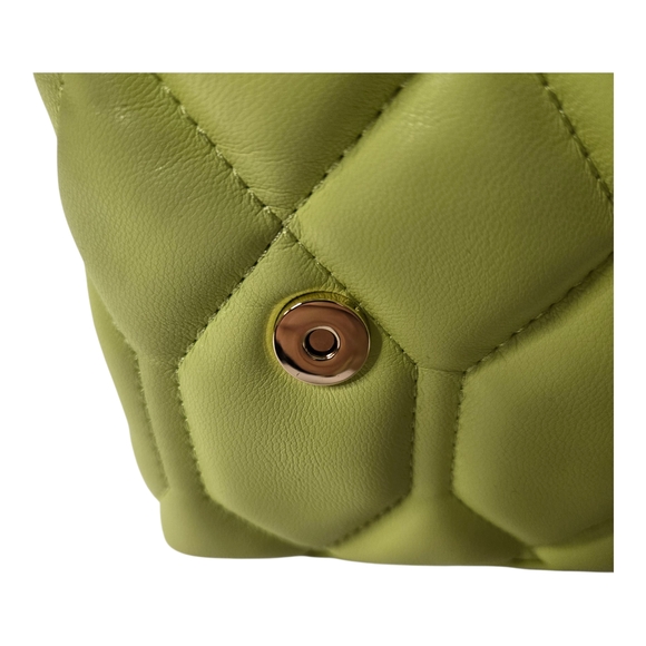 JASON WU Quilted Lime Green Bag With Thick Gold Chain Handle- NWOT - Picture 11 of 12